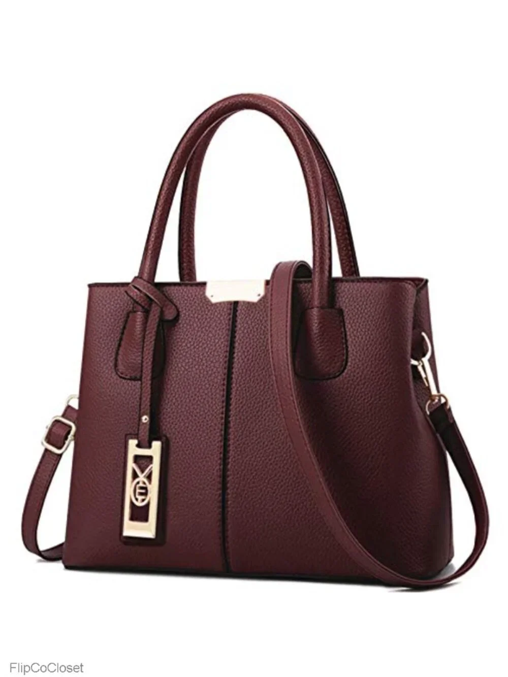 PU Leather Satchel Handbag Removable Strap Top Handle Shoulder Bag